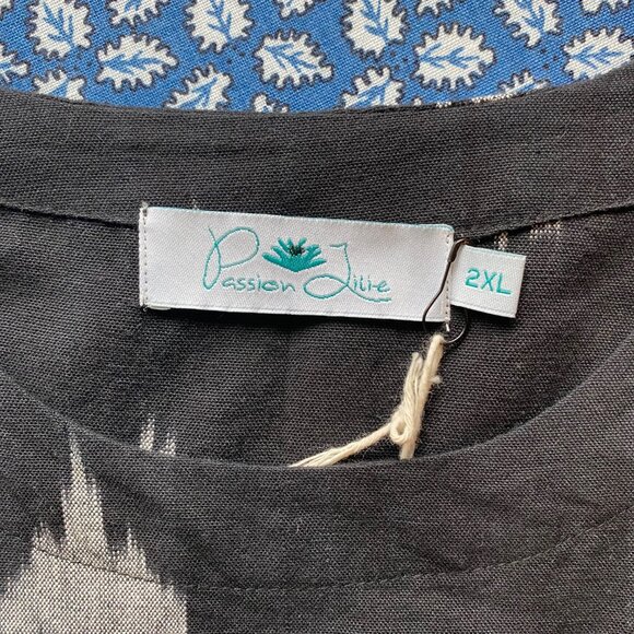 Fair Trade Genuine Ikat 100% Cotton Women's Shirt NWT 2XL / XXL Passion Lilie - Picture 7 of 11